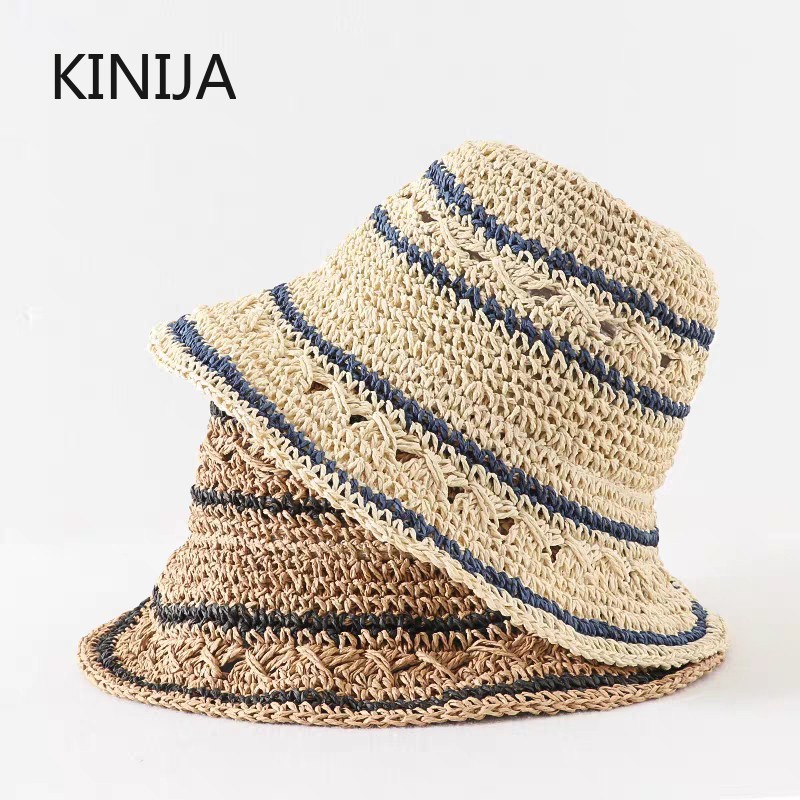 Chapeau d'été en paille pour f - Bucket Hat Straw avis et prix